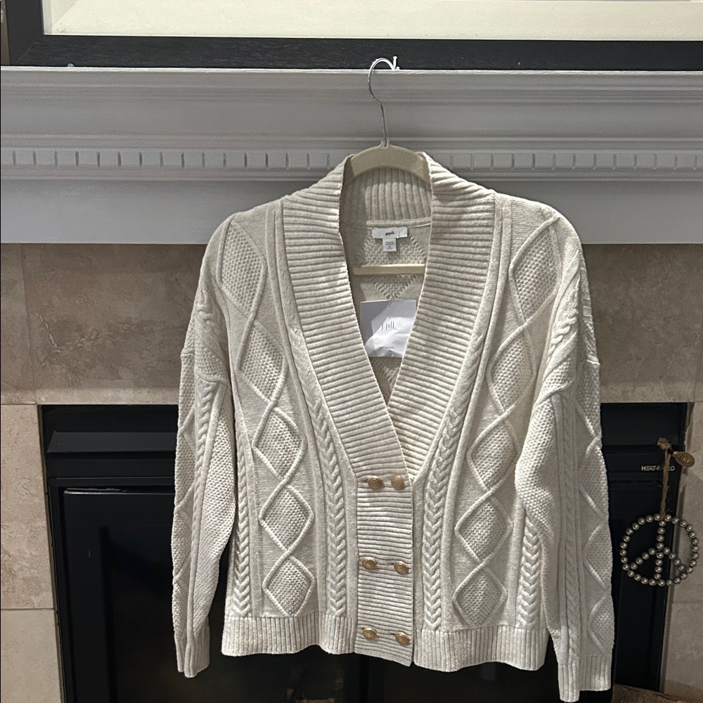 J.Jill Double Breasted Cable Knit Cardigan